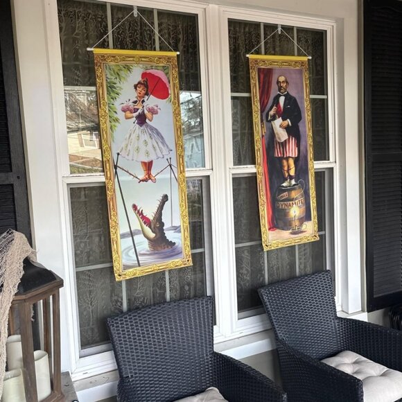 Halloween Decorations Large 4 PCS Haunted Mansion Stretching Portraits Vintage W - Picture 5 of 8